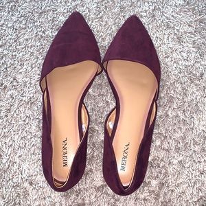 Burgundy suede flats